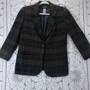 SAG HARBOR Petite Plaid Wool-Blend Blazer Jacket | Size 4
